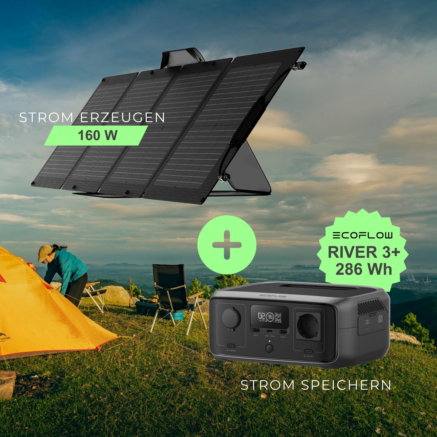 Solar-Set: EcoFlow Powerstation + 160W Solarmodul